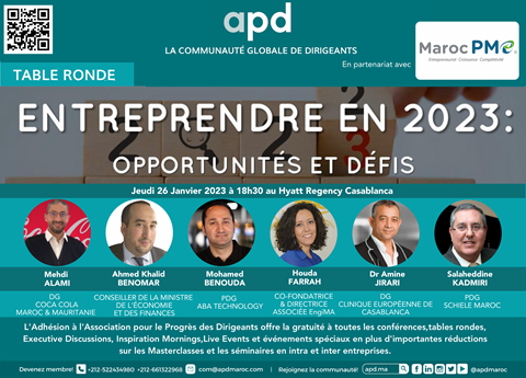 Affiche APD — Entreprendre en 2023 : opportunités et défis