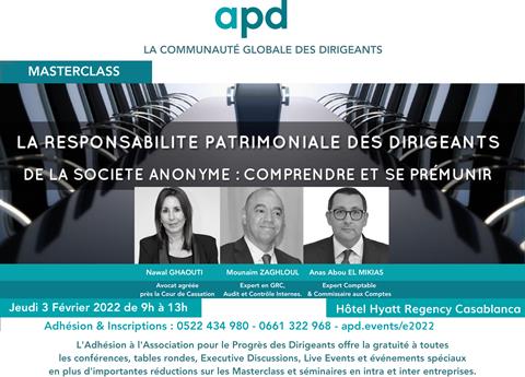 Affiche APD — La responsabilité patrimoniale des dirigeants de la société anonyme : comprendre et se prémunir