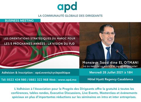 Affiche APD — Les orientations stratégiques du Maroc pour les 5 prochaines années : la vision du PJD