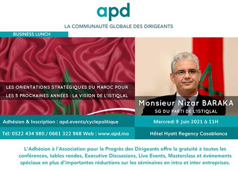 Affiche APD — Les orientations stratégiques du Maroc pour les 5 prochaines années : la vision de l’Istiqlal