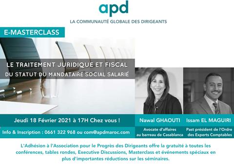 Affiche APD — Le traitement juridique et fiscal du statut du mandataire social salarié