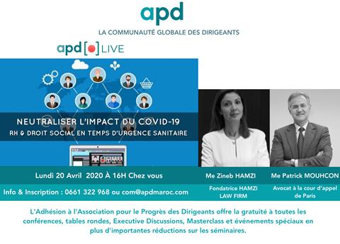 Affiche APD — Neutraliser l’impact du Covid-19 : RH & droit social en temps d’urgence sanitaire