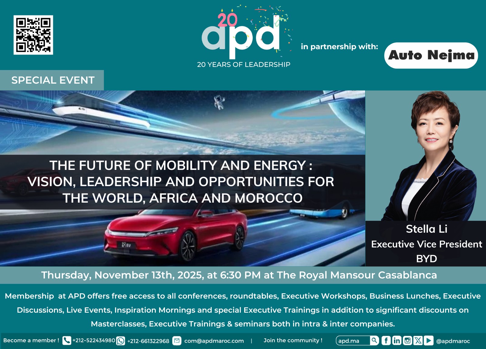 The future of mobility and energy: vision, leadership and opportunities for the world, Africa and Morocco — annonce officielle APD du 2025-11-13