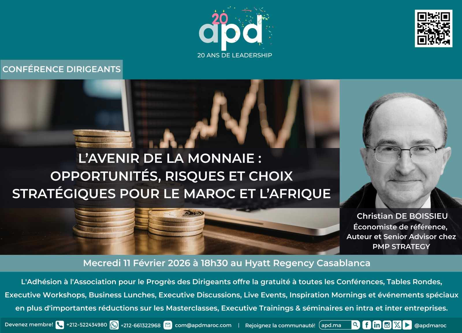 L’avenir de la monnaie : opportunités, risques et choix stratégiques pour le Maroc et l’Afrique — annonce officielle APD