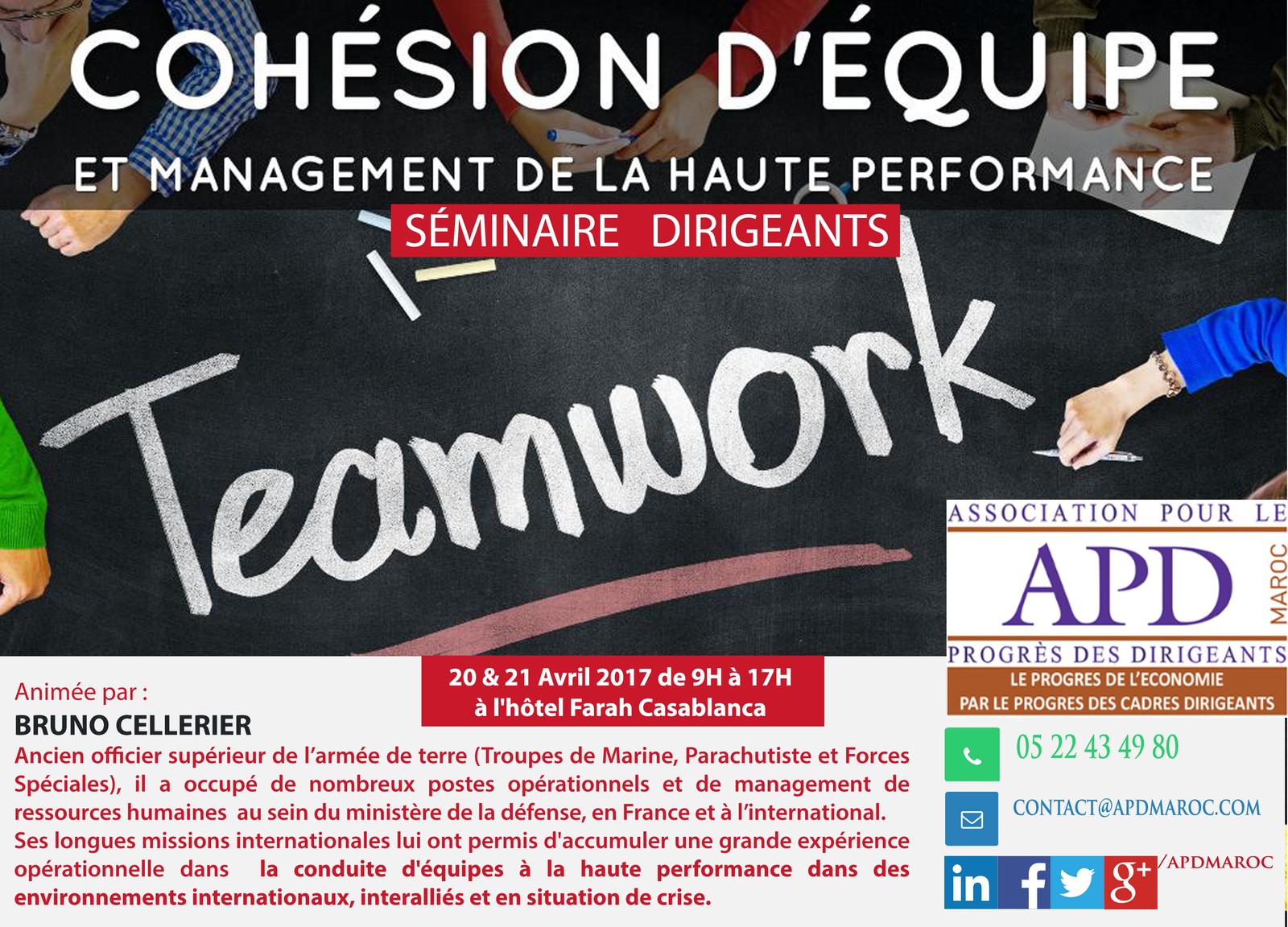 Cohésion d’équipe et management de la haute performance — annonce officielle APD