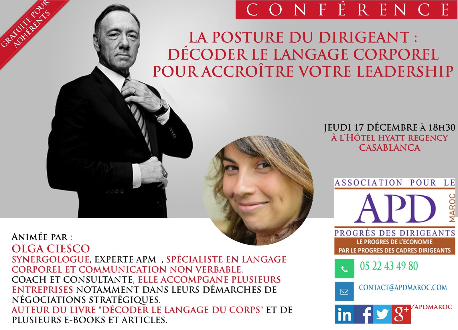 La posture du dirigeant : décoder le langage corporel pour accroître votre leadership — annonce officielle APD