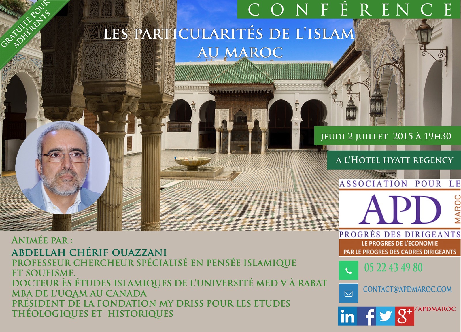 Les particularités de l’islam au Maroc — annonce officielle APD