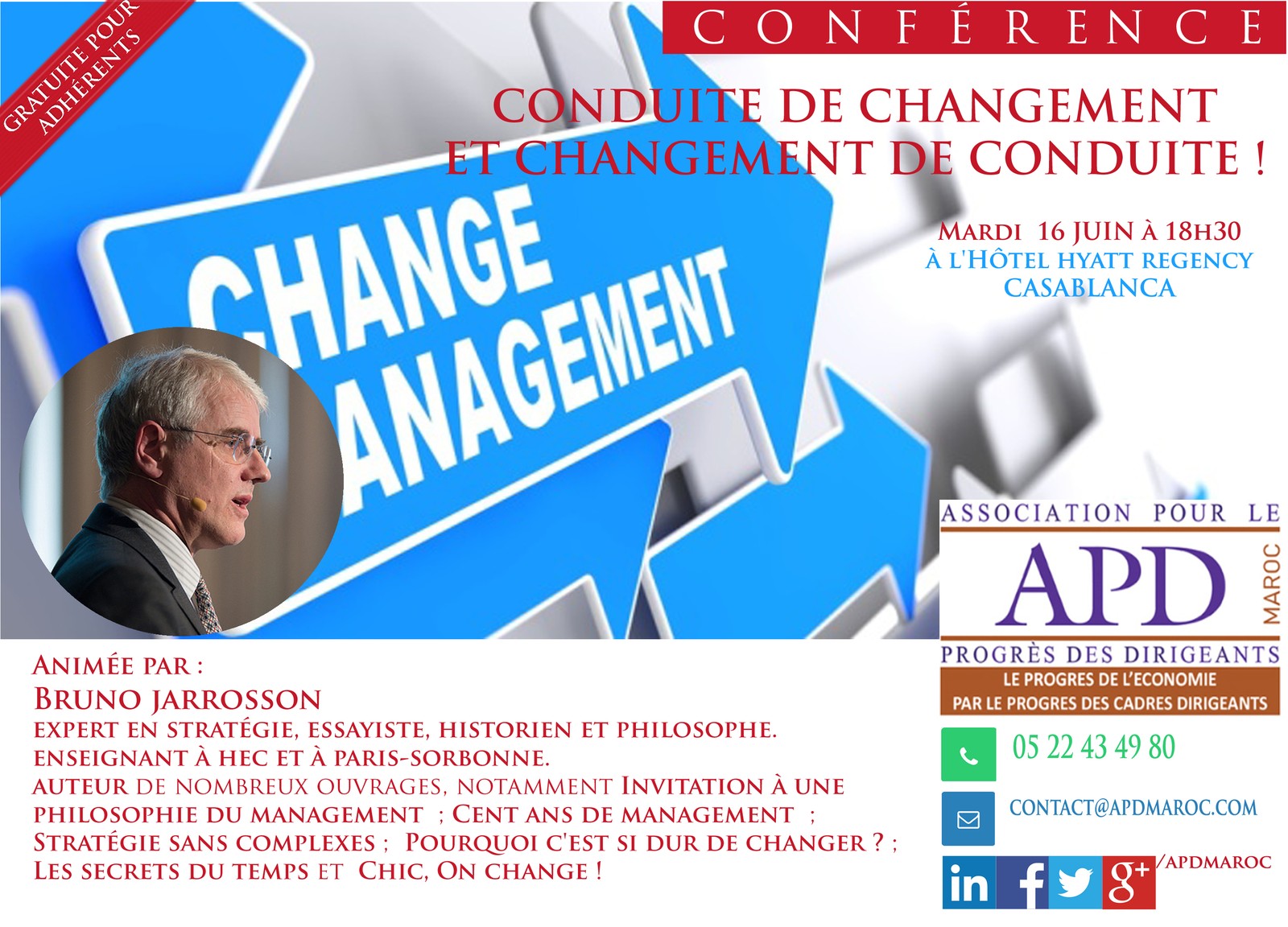 Conduite de changement et changement de conduite — annonce officielle APD