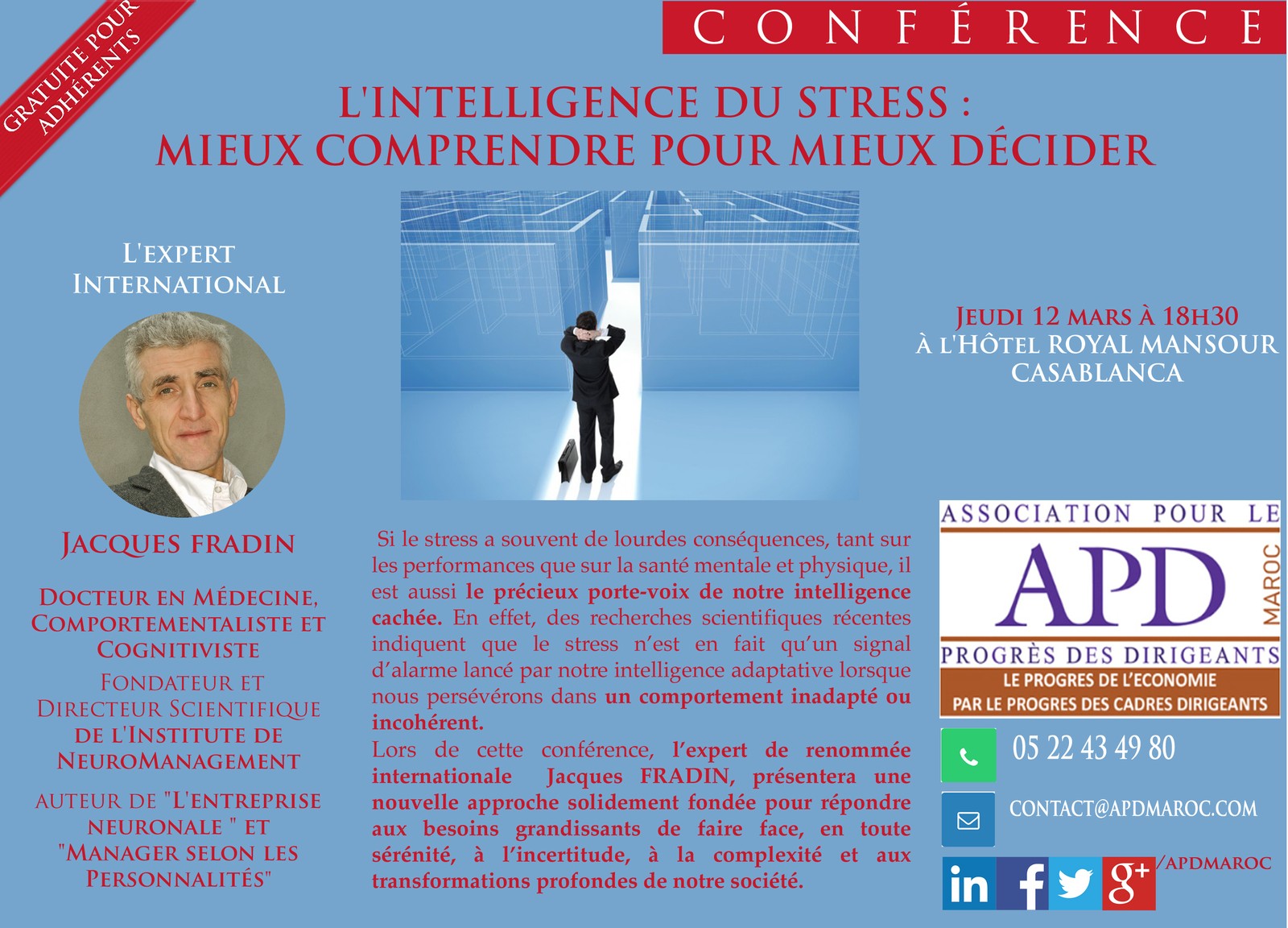 L’intelligence du stress : mieux comprendre pour mieux décider — annonce officielle APD