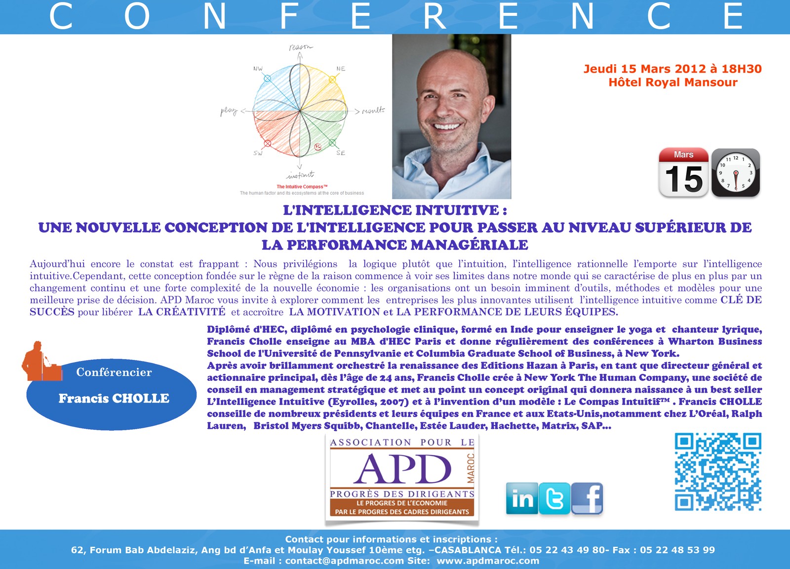 L’intelligence intuitive : une nouvelle conception de la performance managériale — annonce officielle APD de 2012