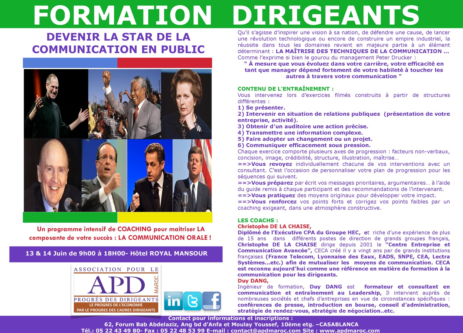 Devenir la star de la communication en public — annonce officielle APD de 2012
