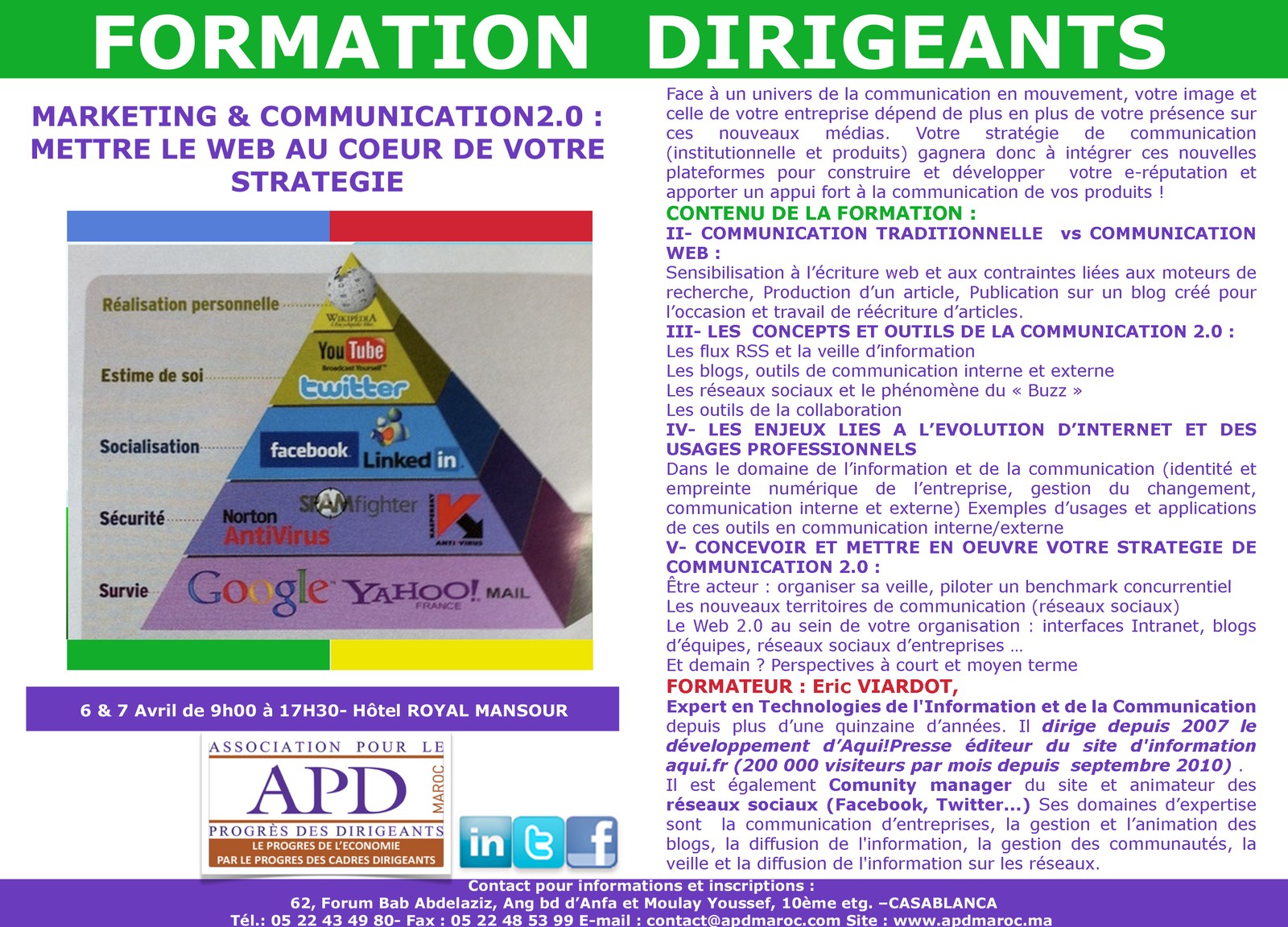 Marketing et communication 2.0 : mettre le Web au cœur de votre stratégie — annonce officielle APD