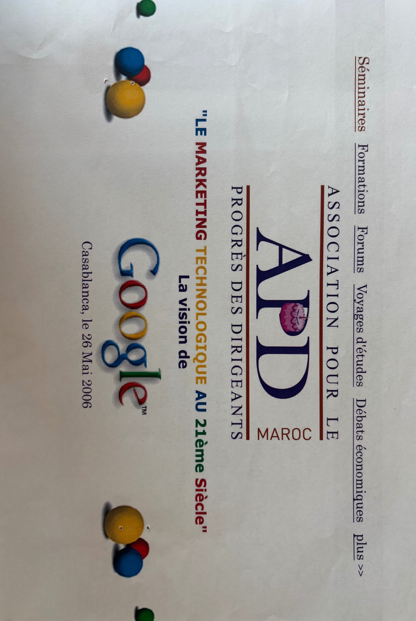 Le marketing technologique au XXIe siècle : la vision de Google — affiche APD de 2006-05-26